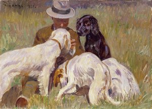 Uomo con i suoi setter da Edward Lange