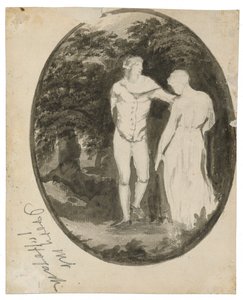 Una Coppia in un Paesaggio Boschivo in un ovale (verso), c. 1838-1848