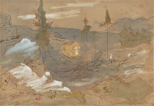 Un santuario nei pressi di Chania, a Creta, in Grecia da Edward Lear