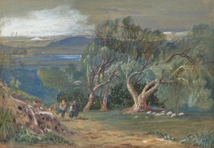 Una vista lontana di Corfù da Viros da Edward Lear