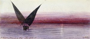 Una barca egiziana sul Nilo, a Manfaloot (Egitto) da Edward Lear