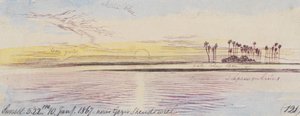 Nei pressi di Gezir Shendowiel; tramonto, ore 17:22, 10 gennaio 1867 (121) da Edward Lear