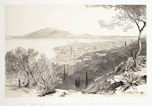 Vista dalla collina del castello, guardando verso Monte Skopo, Zante, 1863 da Edward Lear