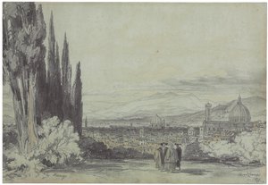 Veduta di Firenze con il Duomo in lontananza, 1839 da Edward Lear