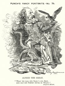 Cartone animato di Punch: Alfred, Lord Tennyson, poeta inglese (incisione) da Edward Linley (after) Sambourne