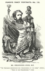 Cartone animato Punch: Christopher Sykes, politico conservatore inglese (incisione) da Edward Linley (after) Sambourne