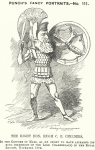 Cartone animato Punch: Hugh Childers, politico liberale inglese (incisione) da Edward Linley (after) Sambourne