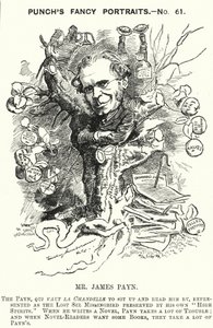 Cartone animato di Punch: James Payn, romanziere inglese (incisione) da Edward Linley (after) Sambourne