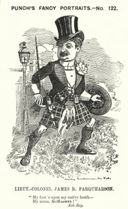 Cartone animato di Punch: James Ross Farquharson, soldato scozzese da Edward Linley (after) Sambourne