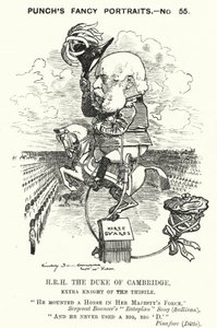 Cartone animato di Punch: Principe Giorgio, Duca di Cambridge, soldato britannico (incisione) da Edward Linley (after) Sambourne