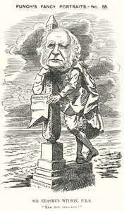 Cartone animato di Punch: Sir Erasmus Wilson, chirurgo e dermatologo inglese da Edward Linley (after) Sambourne