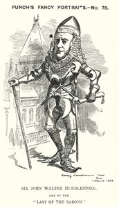 Cartone animato Punch: Sir John Walter Huddleston, avvocato e giudice inglese (incisione) da Edward Linley (after) Sambourne