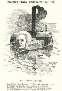 Cartone animato Punch: Sir Joseph William Chitty, giudice inglese, politico liberale e sportivo da Edward Linley (after) Sambourne