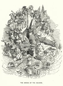 Cartone animato di Punch: Le Sirene del Mare - località balneari britanniche (incisione) da Edward Linley (after) Sambourne