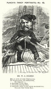 Cartone animato Punch: W S Gilbert, drammaturgo e librettista inglese (incisione) da Edward Linley (after) Sambourne