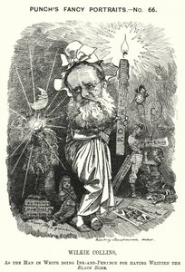Cartone animato Punch: Wilkie Collins, romanziere, drammaturgo e scrittore di racconti inglese (incisione) da Edward Linley (after) Sambourne