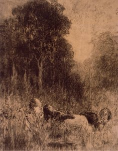 Paesaggio con mucche in primo piano da Edward Mitchell Bannister