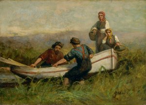 Persone vicino a una barca, 1893 da Edward Mitchell Bannister