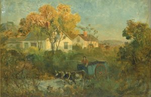 La piscina per bere (uomo in carro con buoi alla piscina) da Edward Mitchell Bannister