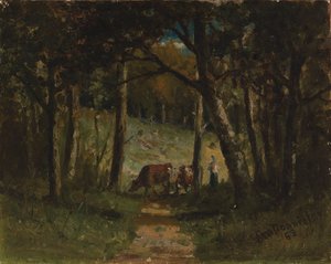 Senza titolo (mucche sul sentiero nella foresta) da Edward Mitchell Bannister