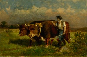 Senza titolo (uomo con due buoi) da Edward Mitchell Bannister