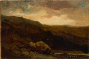 Senza titolo (paesaggio montano con roccia e ruscello in primo piano) da Edward Mitchell Bannister