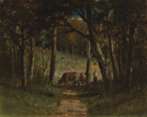 Senza titolo - Mucche su un sentiero nella foresta, 1883