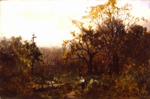 Paesaggio senza titolo - donna che porta legna da Edward Mitchell Bannister