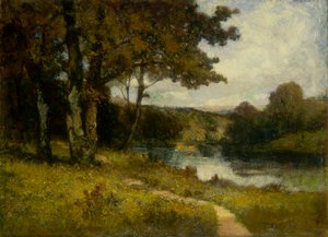 Paesaggio senza titolo, alberi vicino al fiume, 1891