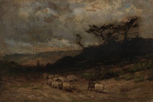Senza titolo pastore con pecore, 1877 da Edward Mitchell Bannister