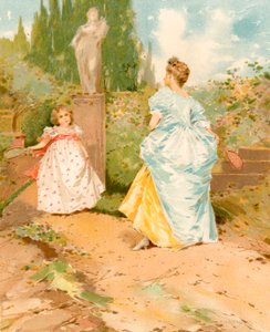 Battledore e Shuttlecock in un giardino da Edward Percy Moran