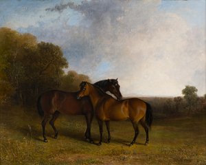 Due cacciatori in un paesaggio (c.1830-99) da Edward Robert Smythe