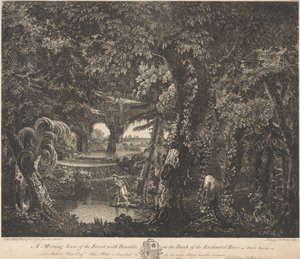 Una Scena Mattutina della Foresta con Rinaldo sulla Riva del Fiume Incantato da Edward Rooker