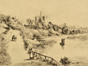 Il Coquet: Castello di Warkworth dalla strada per Amble, c.1880 (incisione) da Edward Slocombe