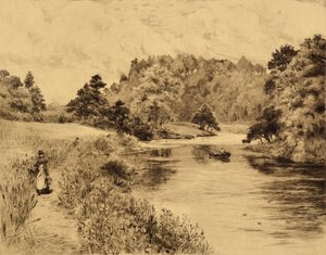 Il Wear: Il Wear vicino a Durham, c.1880 da Edward Slocombe