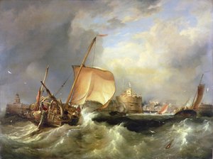 Barca da pesca francese che entra nel porto di Havre de Grace da Edward William Cooke