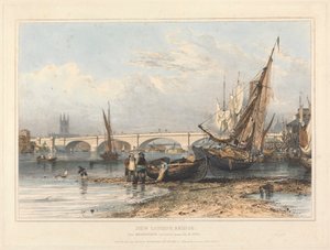 Nuovo ponte di Londra da Billingsgate (bassa marea) da Edward William Cooke