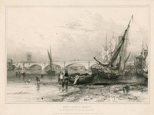 Nuovo Ponte di Londra, da Billingsgate (bassa marea) disegnato il 31 luglio 1832 da Edward William Cooke