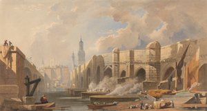 Vecchio e nuovo ponte di Londra da Edward William Cooke