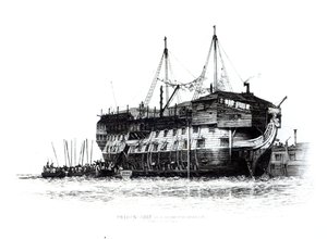 Nave Prigione nel Porto di Portsmouth: Prigionieri che Salgono a Bordo, 1828