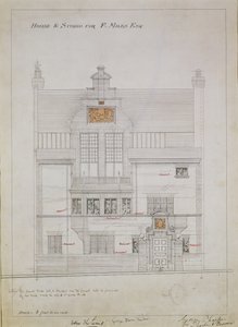 Disegno di lavoro per casa e studio per F. Miles Esq, Tite Street, Chelsea, 1878-79