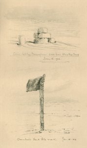 Cairn lasciato dai norvegesi e il segno del Polo Sud di Amundsen, gennaio 1912, 1913