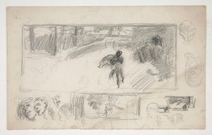 Schizzi assortiti (recto); Schizzo di un uomo con mantello (verso)