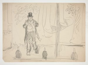 Cartone animato di un attore sul palco (?) - illustrazione non identificata da Edwin Austin Abbey