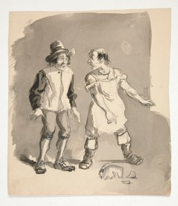 Cartone animato di due uomini e un vaso rotto da Edwin Austin Abbey