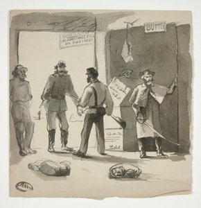 Schizzo di guerra civile (recto); Uomo che guarda un dipinto (verso) da Edwin Austin Abbey