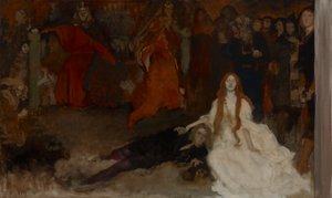 Studio compositivo, per La scena del gioco in Amleto, Atto III, Scena II da Edwin Austin Abbey