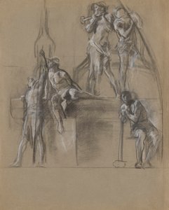 Studio compositivo per figure di minatori da Edwin Austin Abbey