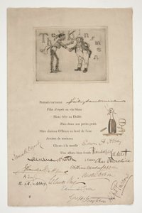 Incisione di E.A. Abbey: I Parentali - (illustrazione di un verso francese) da Edwin Austin Abbey