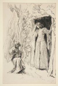 Ferdinando incontra Miranda, illustrazione per Atto III, Scena I, La Tempesta da Edwin Austin Abbey